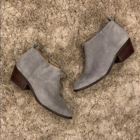 J. Crew Sawyer Gray Suede Leather Ankle Booties - Picture 1 of 8